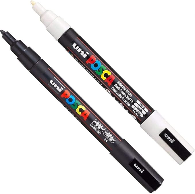 POSCA PC5BR Paint Markers Black/White 4 Pack