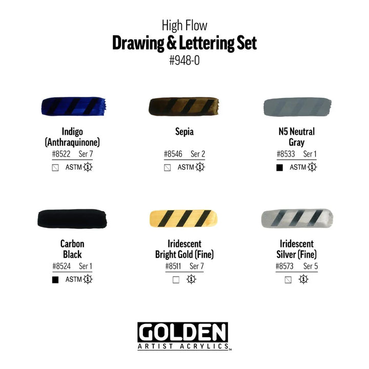 GOLDEN HIGH FLOW DRAWING &amp; LETTERING SET