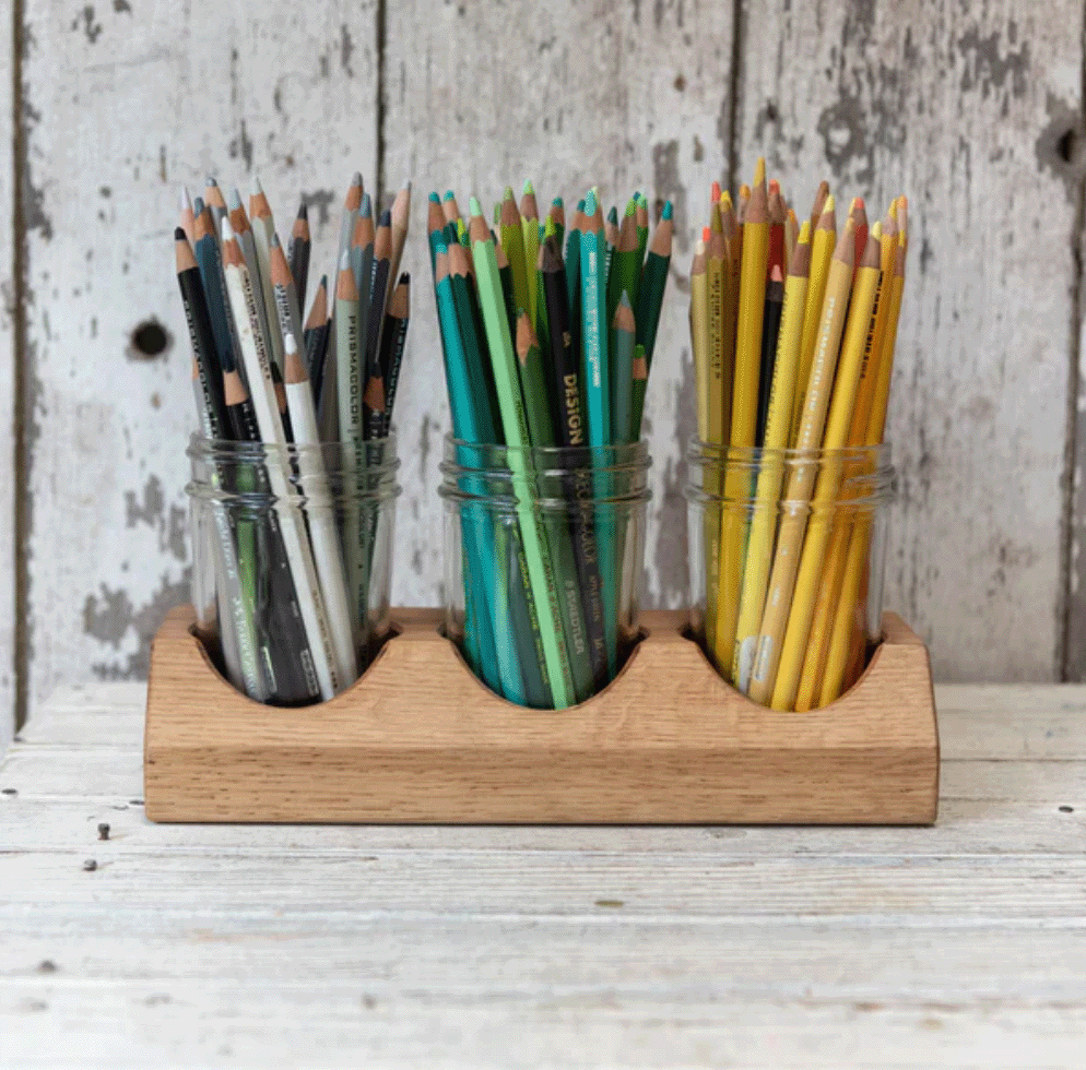 Beatrix Artist Caddy - Oak 8oz Jars