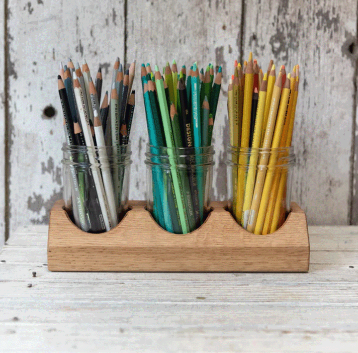 Beatrix Artist Caddy - Oak 8oz Jars