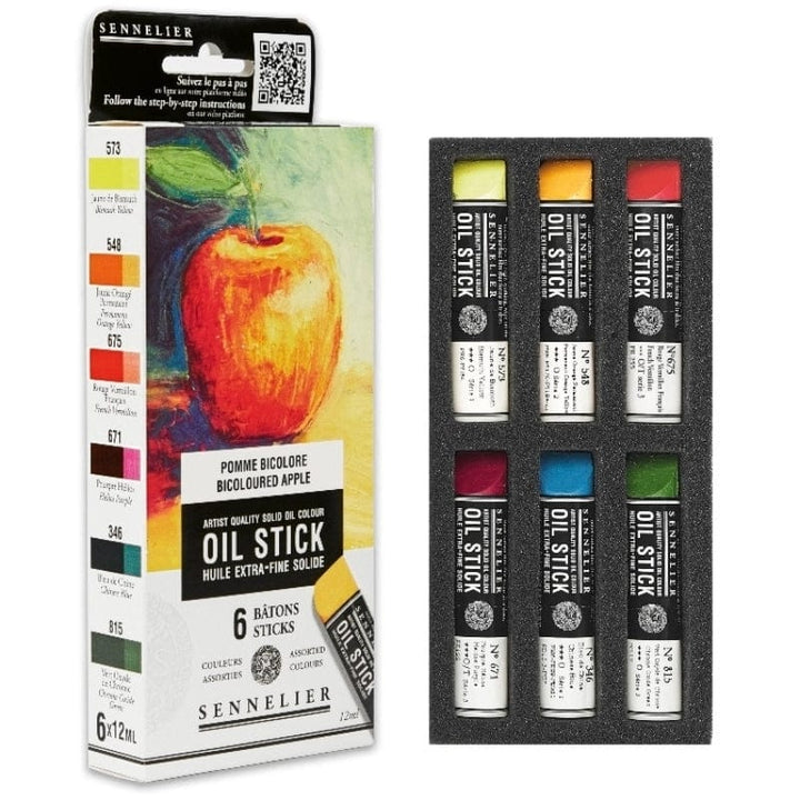 Sennelier mini oil sticks Set 6 - Bicoloured apple