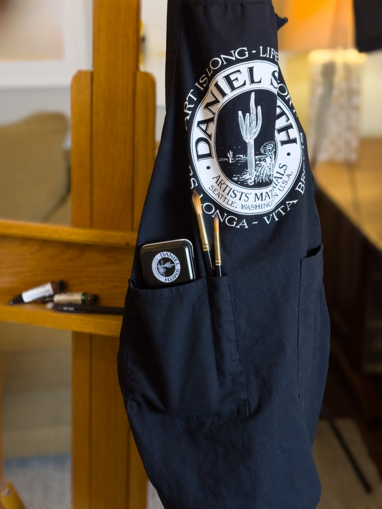 DANIEL SMITH Black Cotton Apron with Logo, 8oz