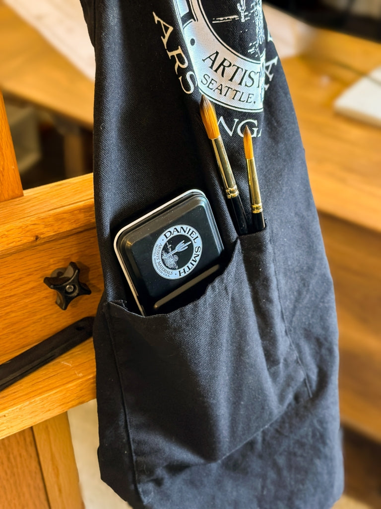 DANIEL SMITH Black Cotton Apron with Logo, 8oz