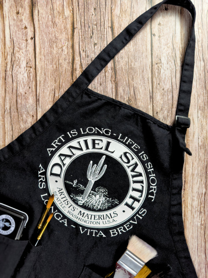 DANIEL SMITH Black Cotton Apron with Logo, 8oz