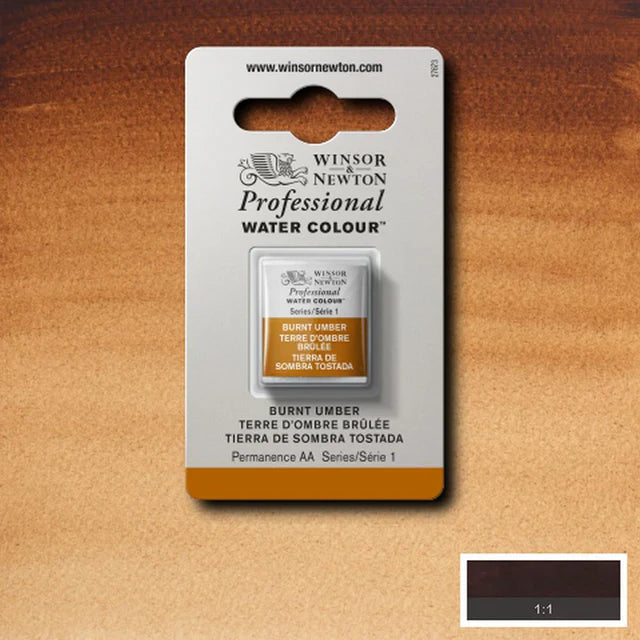Burnt Umber S1 Winsor &amp; Newton 1/2 Pan