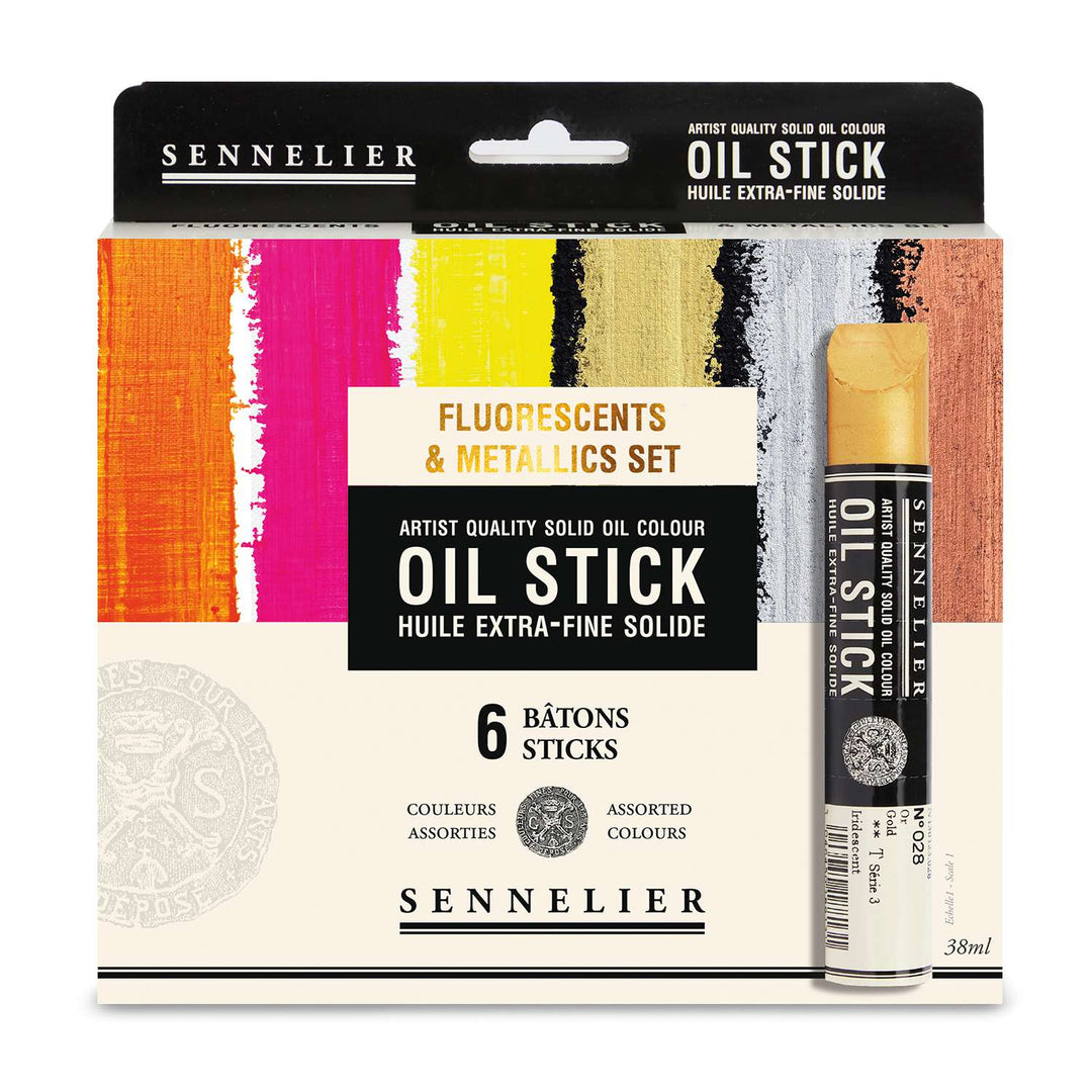 Sennelier Artist Oil Stick Set of 6x38ml - fluro and metallic