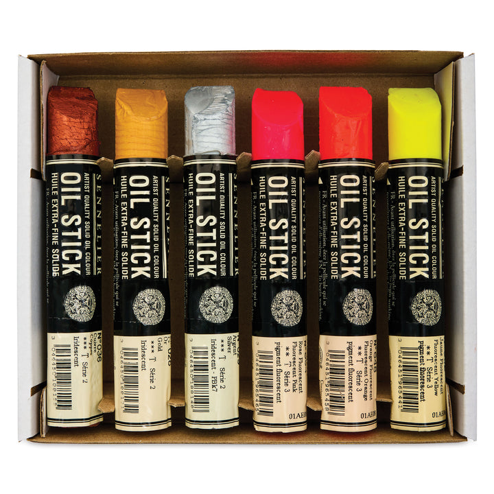 Sennelier Artist Oil Stick Set of 6x38ml - fluro and metallic