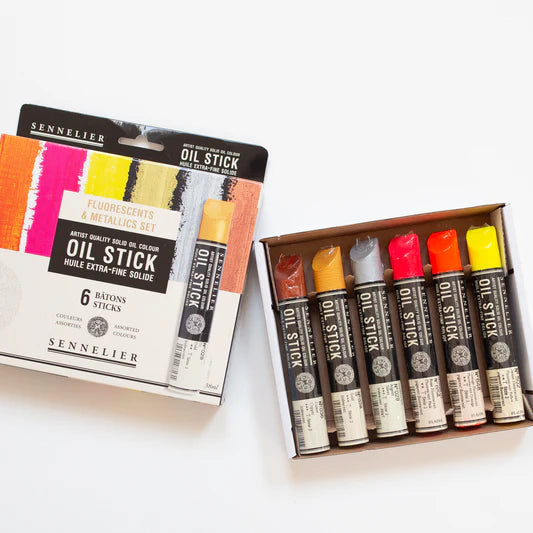 Sennelier Artist Oil Stick Set of 6x38ml - fluro and metallic