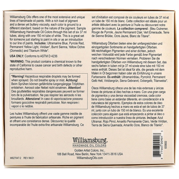 WILLIAMSBURG OIL BASIC PAINTING SET II - 7 COLORS
