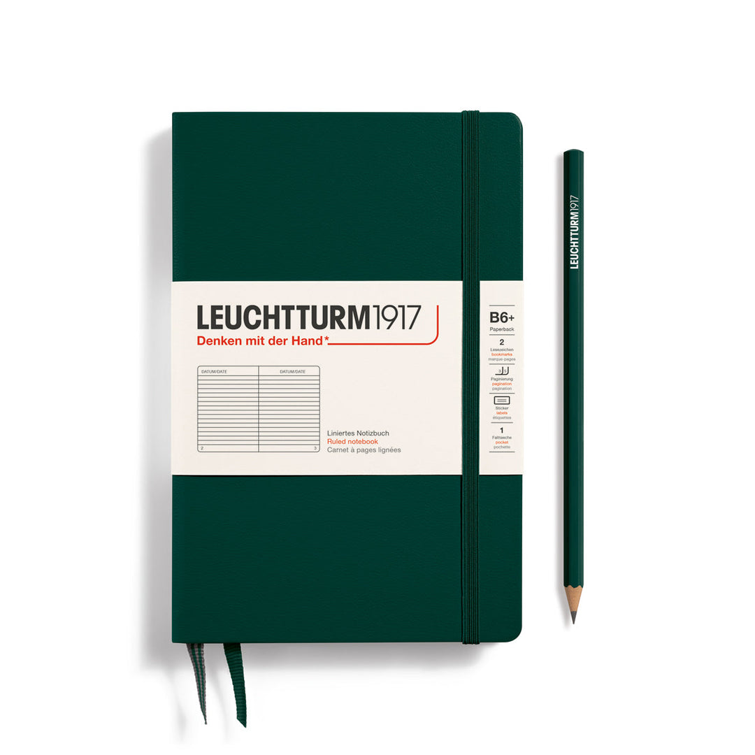 Leuchtturm Paperback B6+ Hardcover 219 pages ruled Forest Green