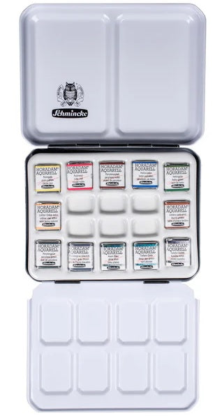 Schmincke Horadam Watercolour Metal Box Inspiration Set 12 Half Pans with Porcelian Palette