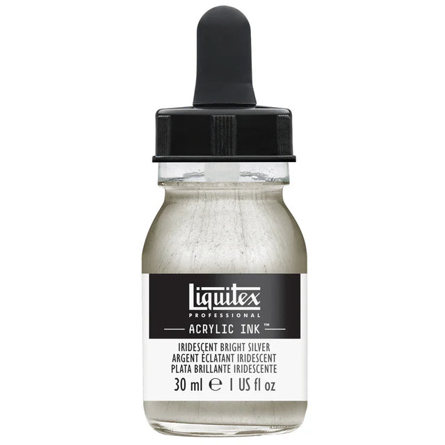 Iridescent Bright Silver Liquitex Acrylic Ink 30ml
