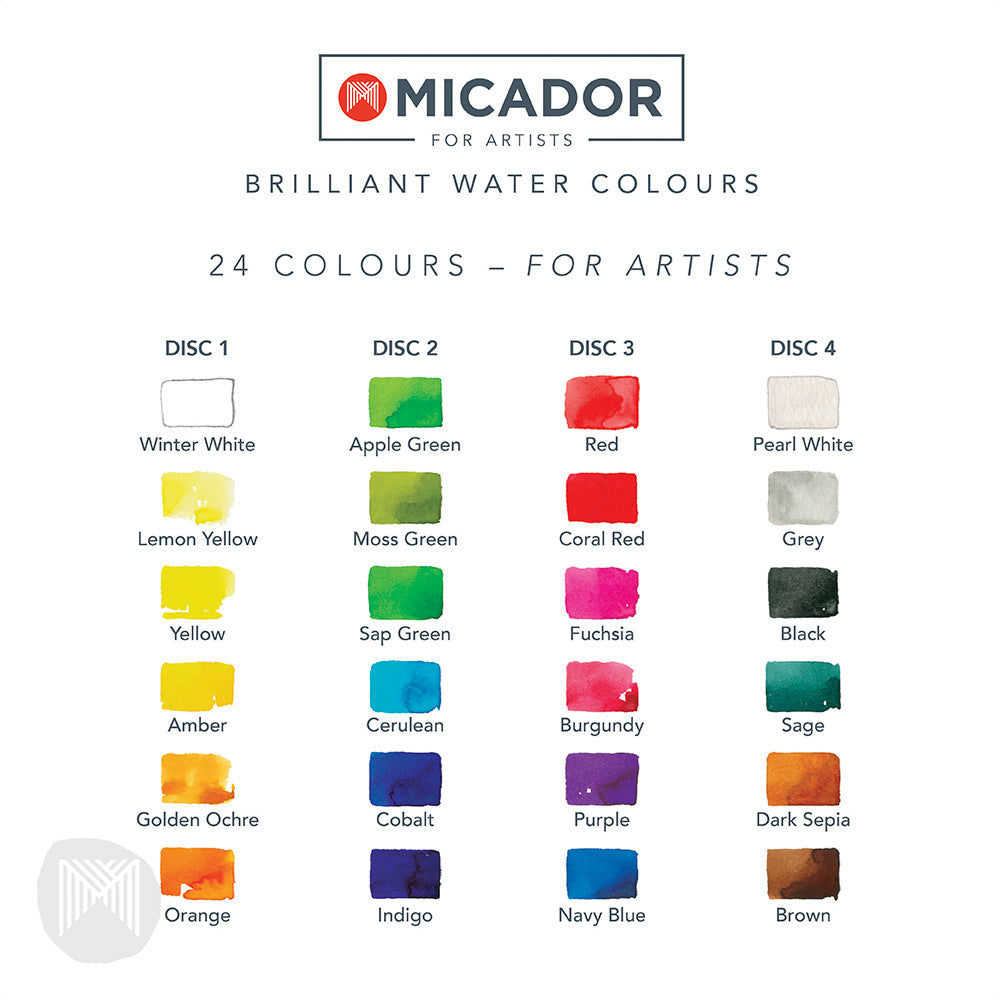 Koh I Noor Brilliant Watercolour Disc Set 24