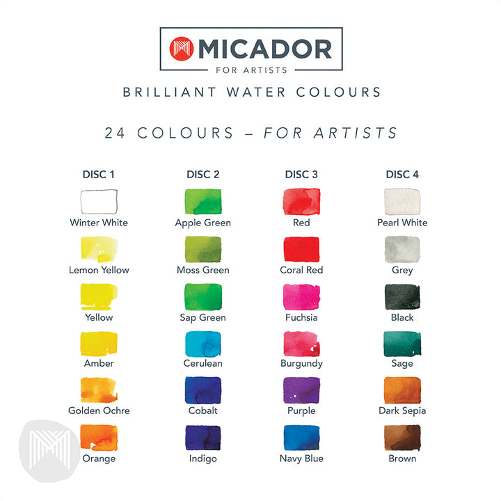 Koh I Noor Brilliant Watercolour Disc Set 24