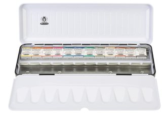 Schmincke Horadam Watercolour Set 12 Half-Pans + 12 Spaces Groove Top