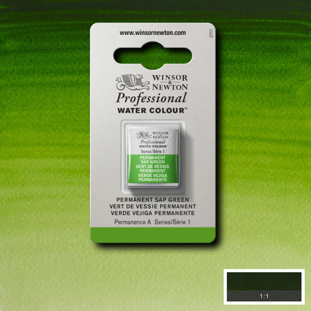 Permanent Sap Green S1 Winsor &amp; Newton 1/2 Pan