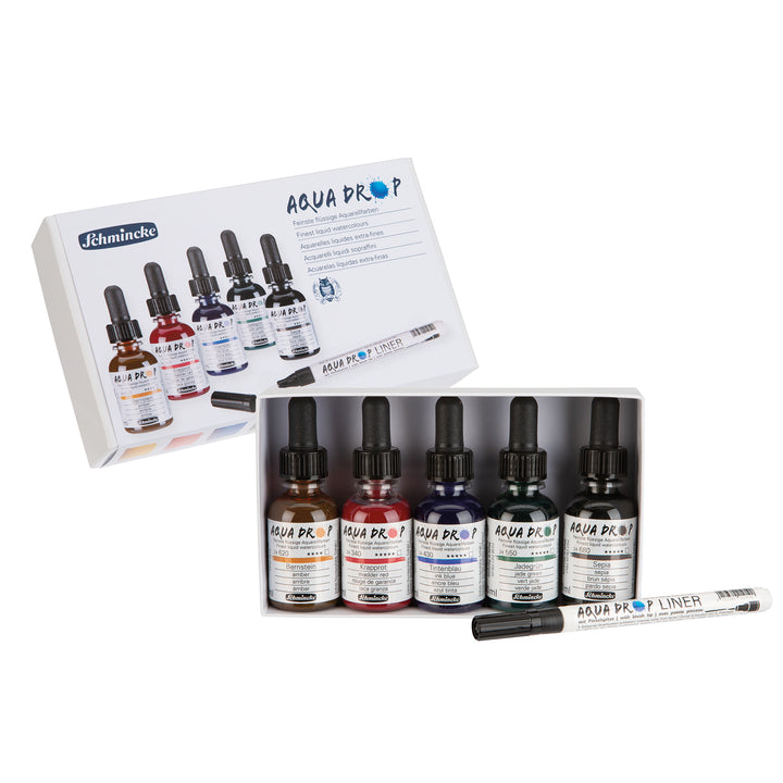 Schmincke Aqua Drop Set 5x30ml (Plus Liner)