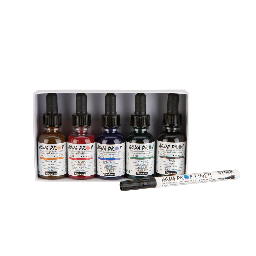 Schmincke Aqua Drop Set 5x30ml (Plus Liner)