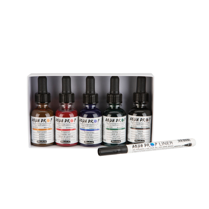 Schmincke Aqua Drop Set 5x30ml (Plus Liner)