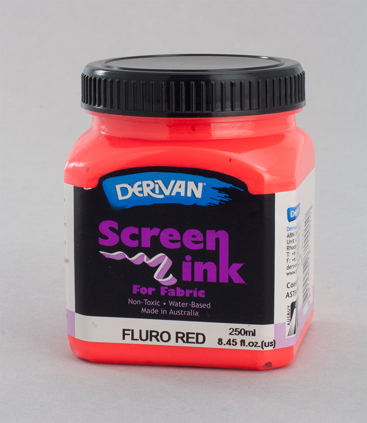 Fluro Red Screen Ink Derivan (Fabric)