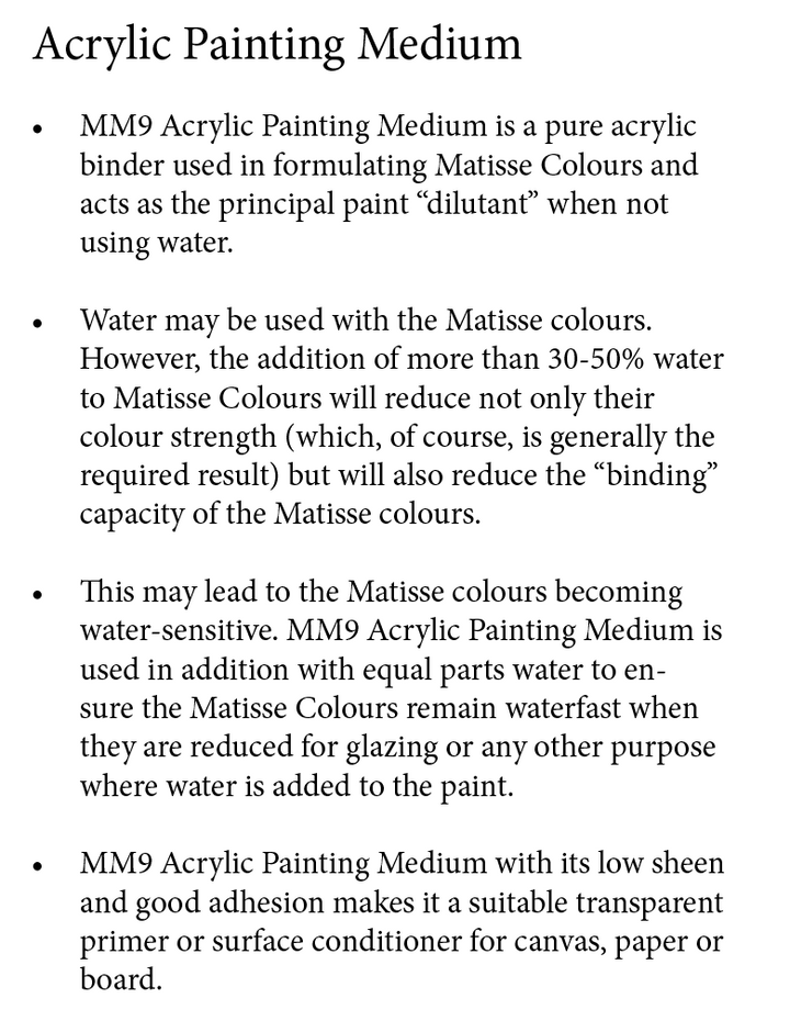 Acrylic Painting Medium Mm9 Matisse