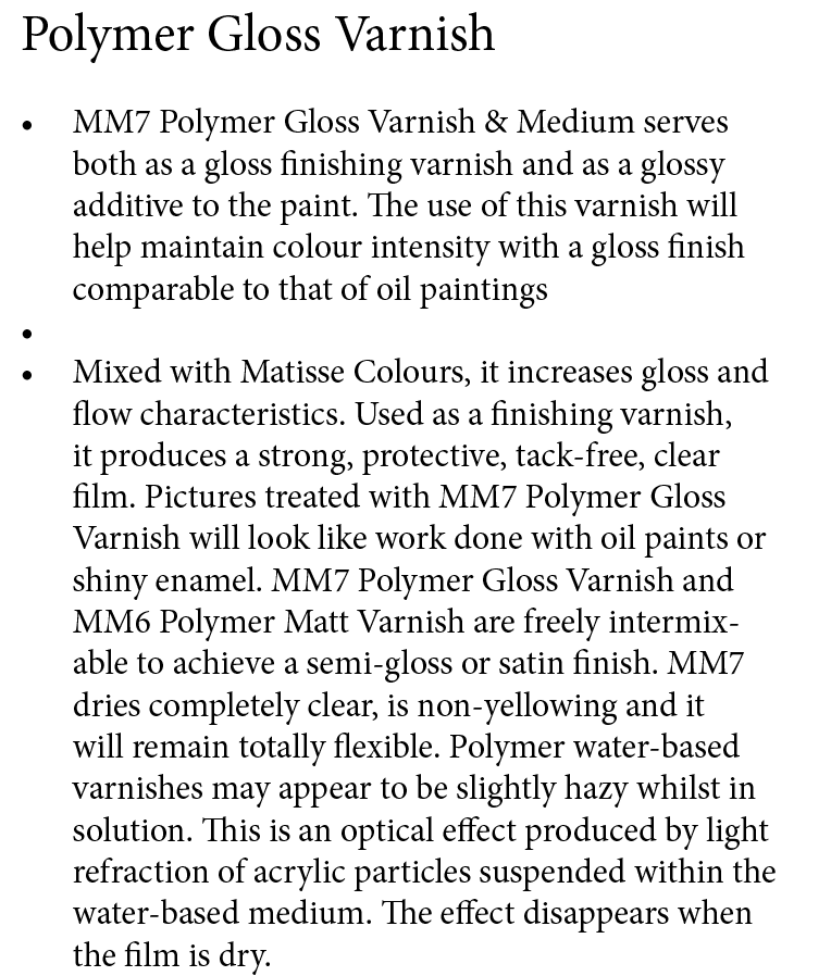 Polymer Gloss Varnish MM7 Matisse