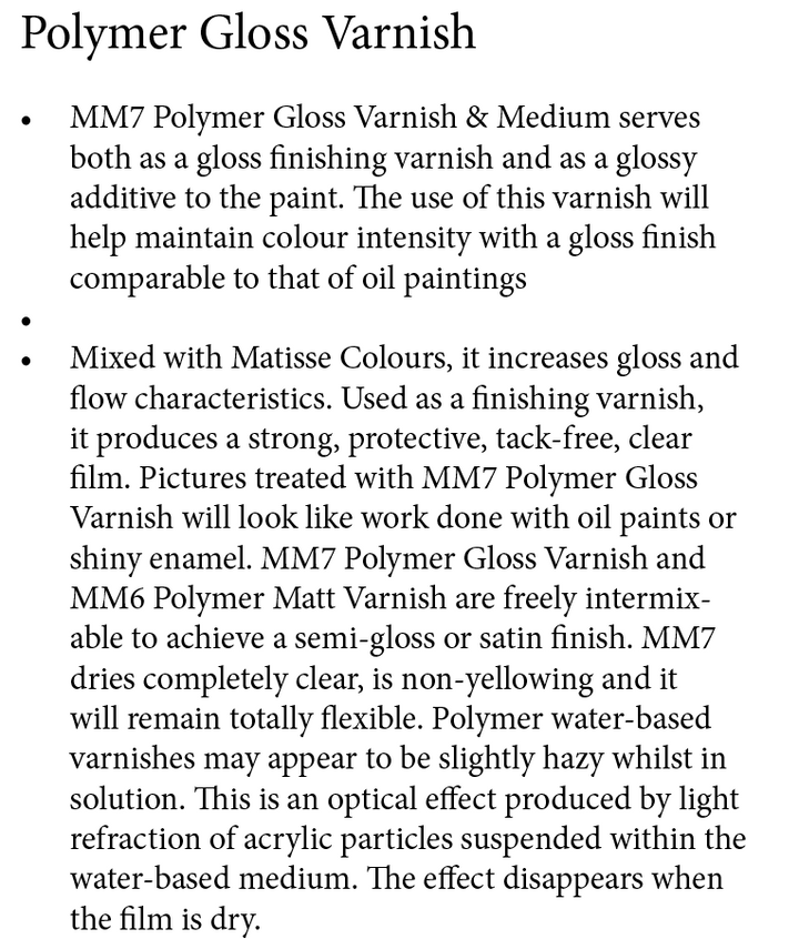 Polymer Gloss Varnish MM7 Matisse