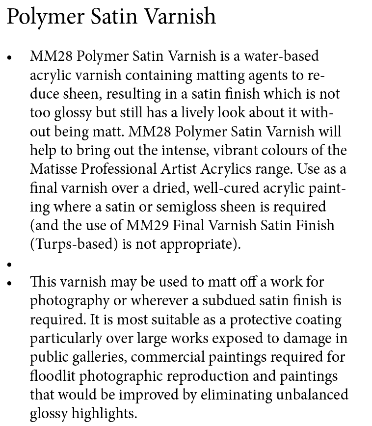 Polymer Satin Varnish MM28 Matisse