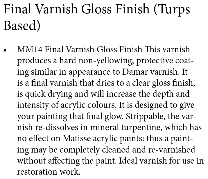 Final Varnish Gloss (Turps) MM14 Matisse