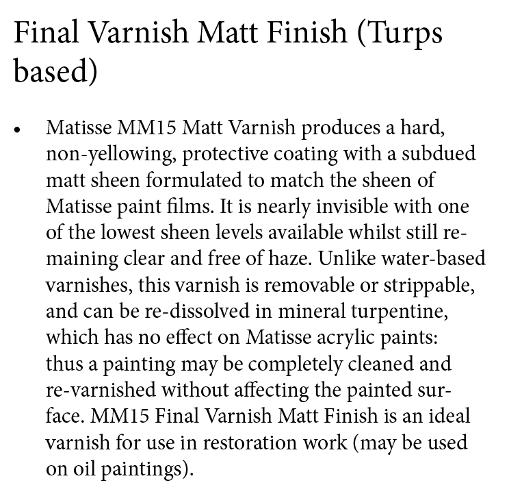 Final Varnish Matt (Turps) MM15 Matisse