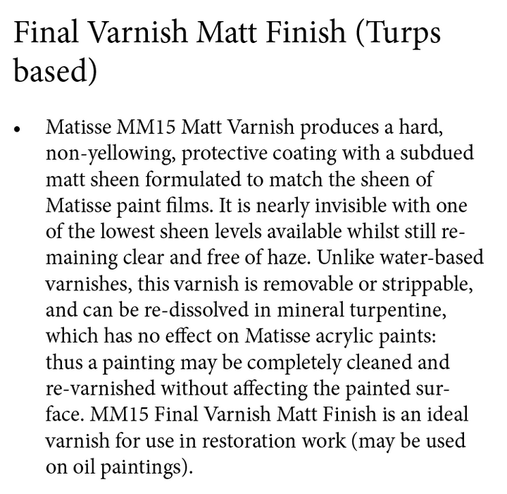 Final Varnish Matt (Turps) MM15 Matisse