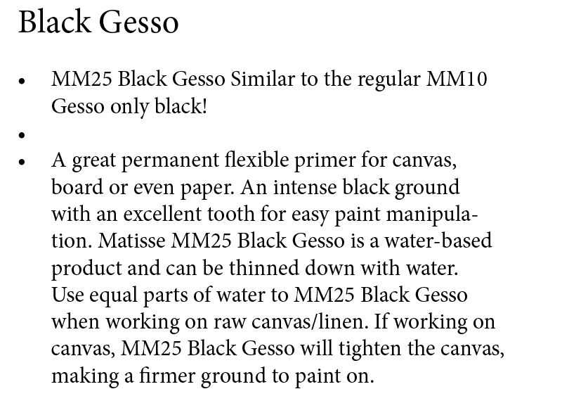Black Gesso MM25 Matisse