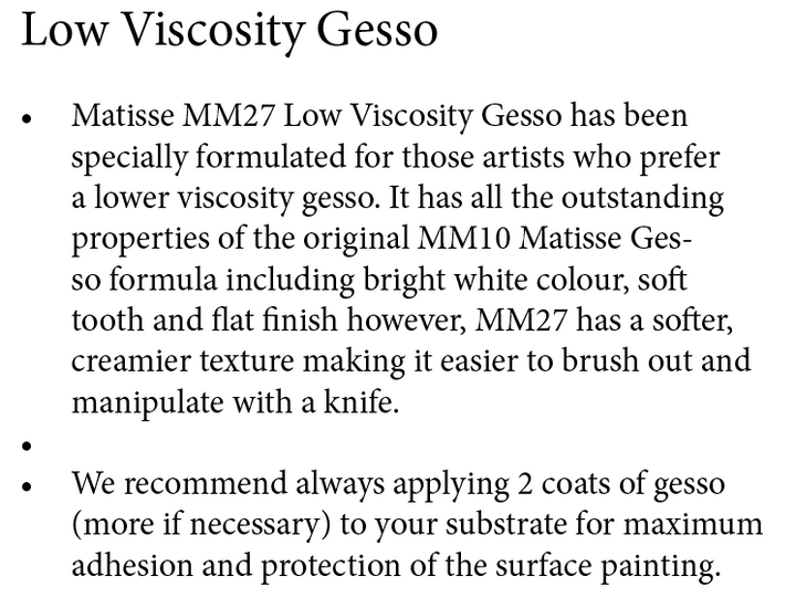 Low Viscosity Gesso MM27 Matisse