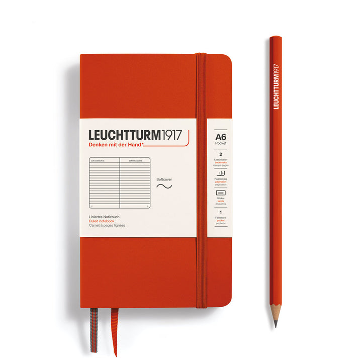 Leuchtturm Pocket A6 Softcover 123 pages ruled Fox Red