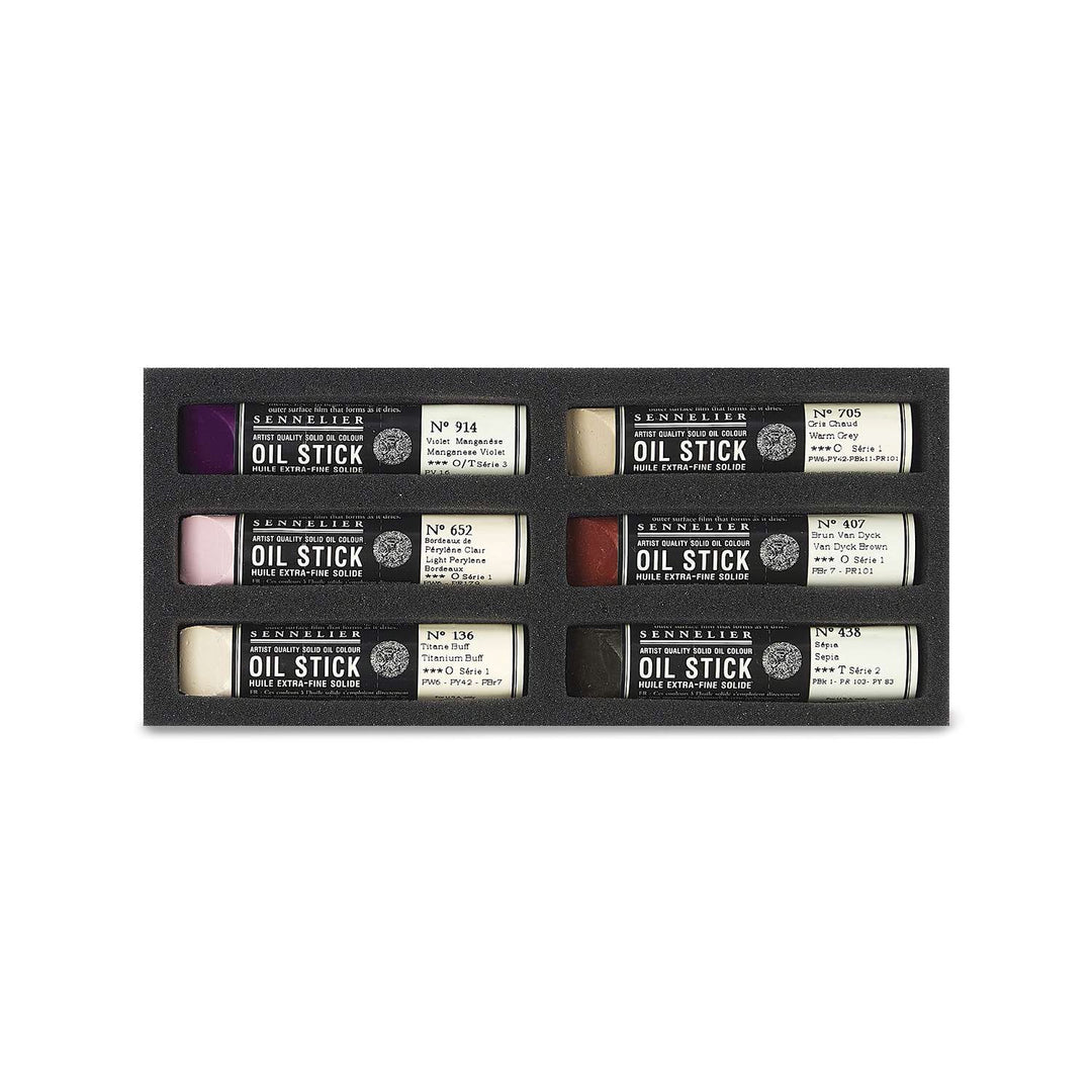 Sennelier mini oil sticks Set 6 - Dark tones portrait