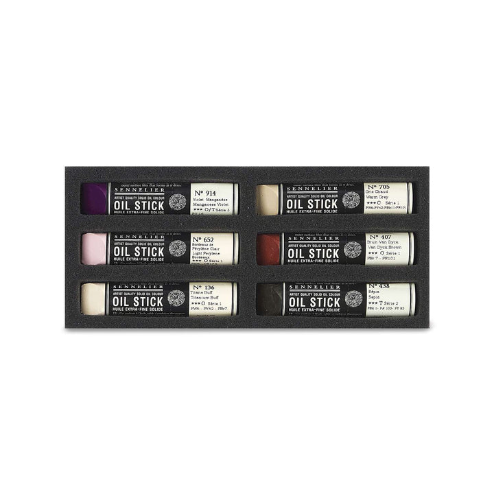 Sennelier mini oil sticks Set 6 - Dark tones portrait