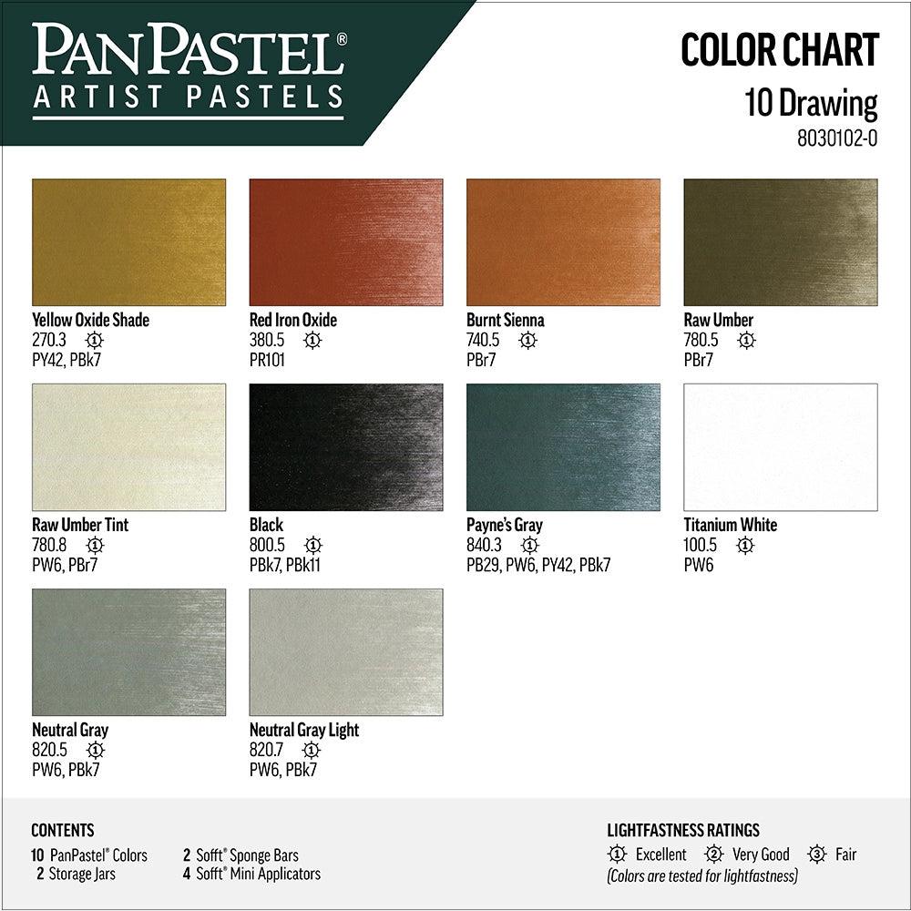Drawing Set Pan Pastel Set 10 Colours