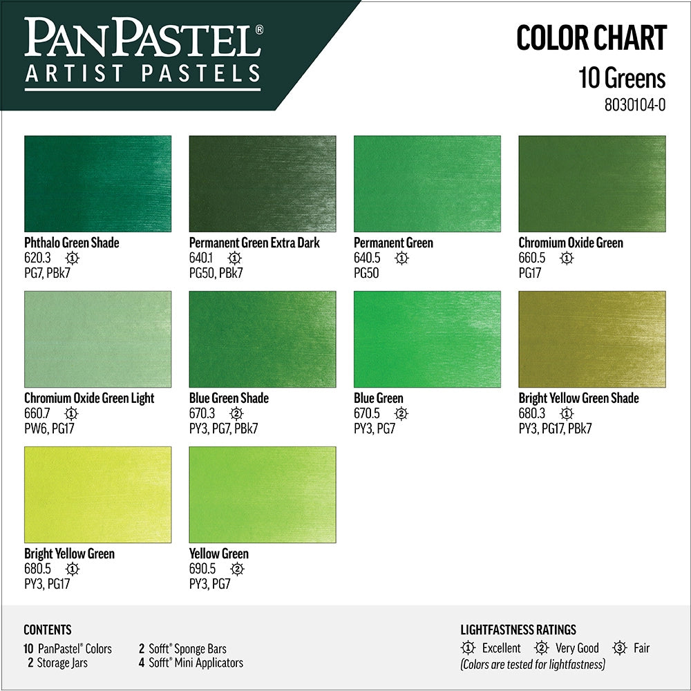 Greens Set Pan Pastel Set 10 Colours