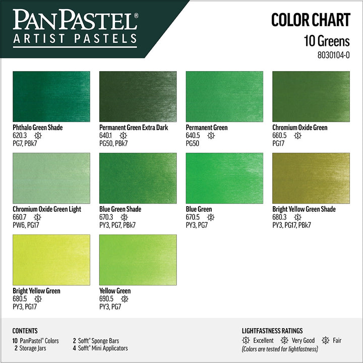 Greens Set Pan Pastel Set 10 Colours