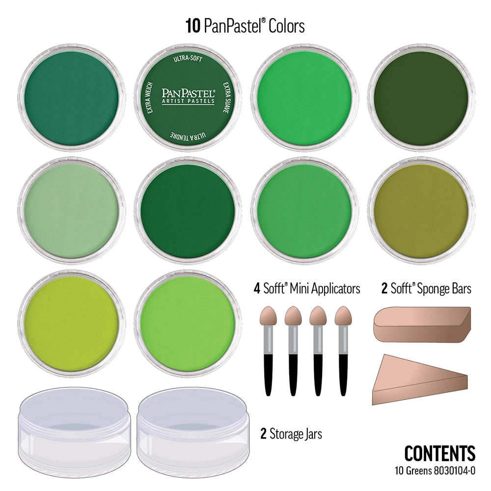 Greens Set Pan Pastel Set 10 Colours