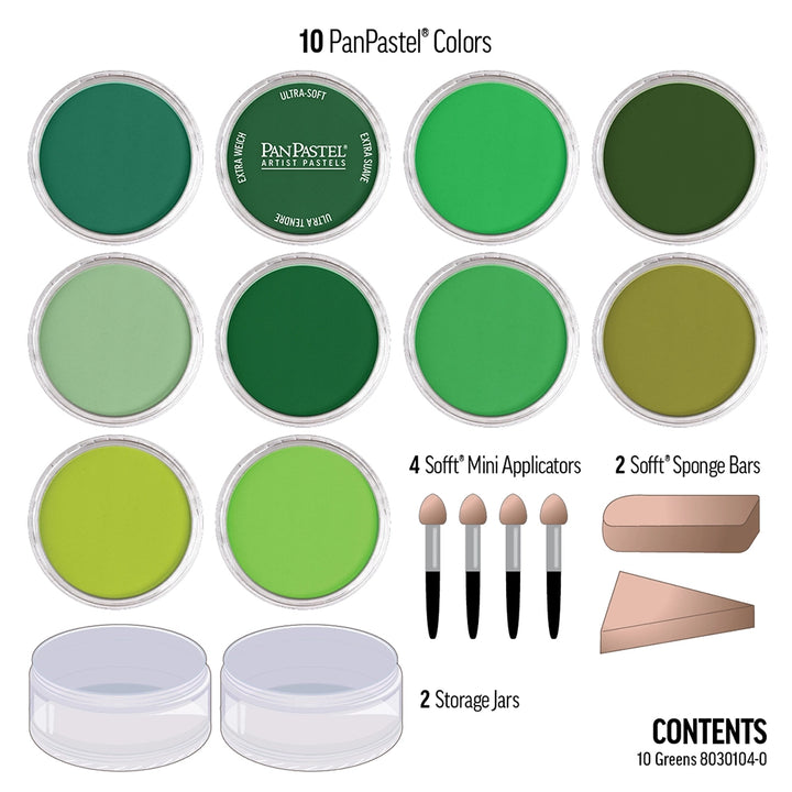 Greens Set Pan Pastel Set 10 Colours
