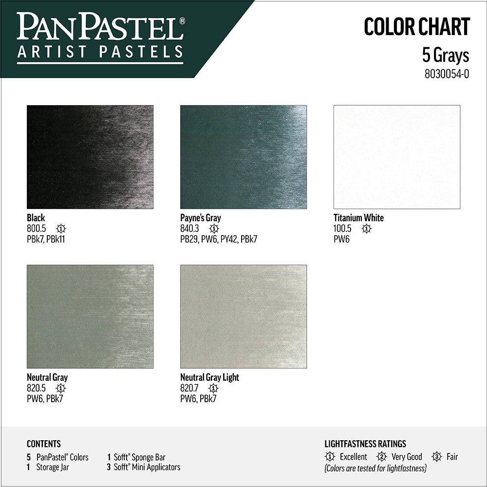 Greys Set Pan Pastel Set 5 Colours