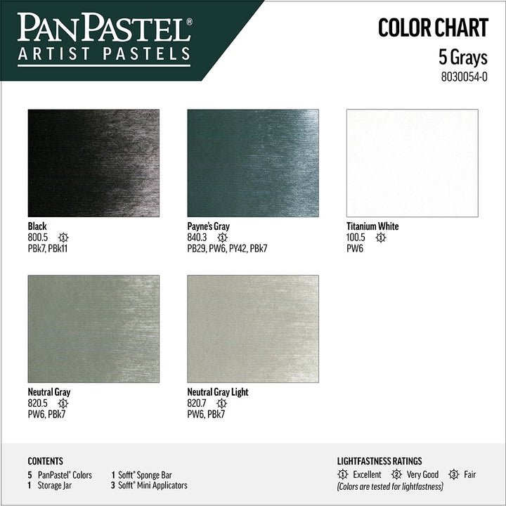 Greys Set Pan Pastel Set 5 Colours