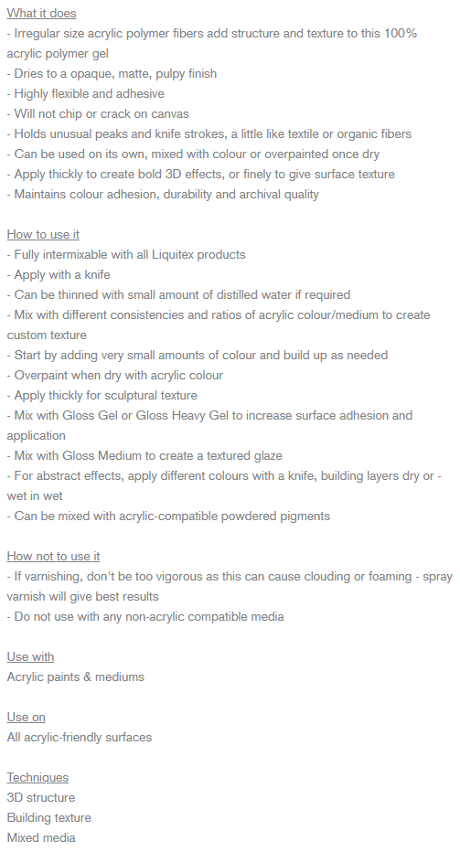 Liquitex Blended Fibers Textured Effects Medium 237ml DISCONTINUED
