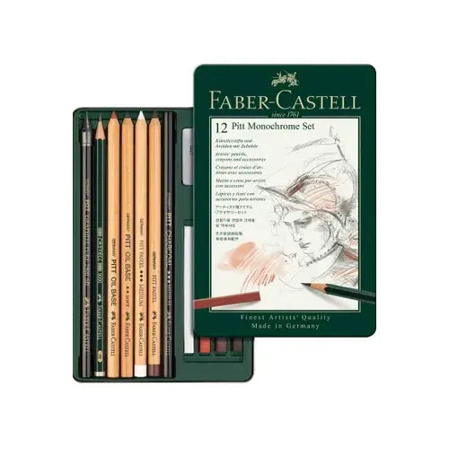 Faber-Castell Pitt Monochrome Mixed Media Set (12 tin)