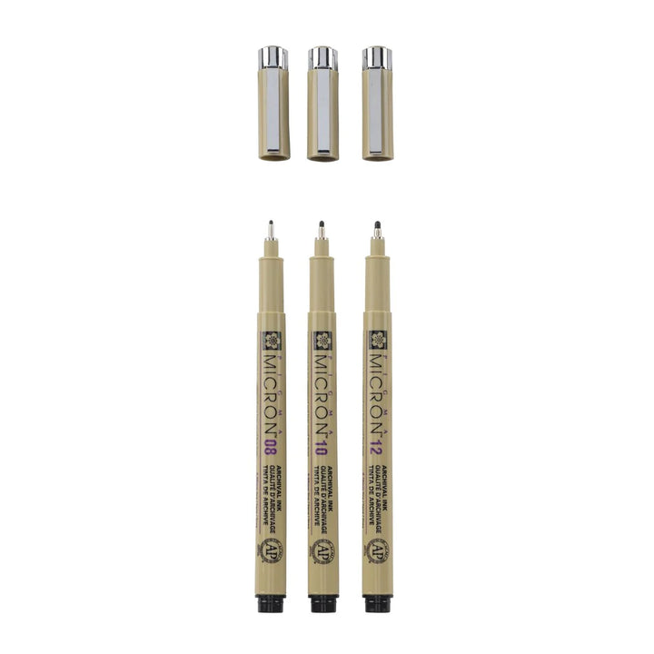 Pigma Micron Set 3 pce black 08,10,12