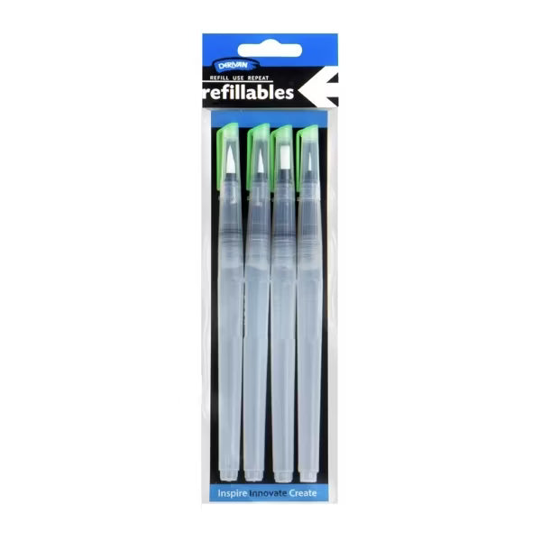 Derivan Refillable Brush Pens Set 4