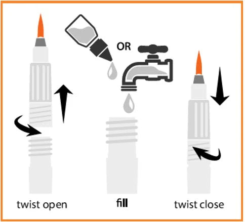 Derivan Refillable Brush Pens Set 4
