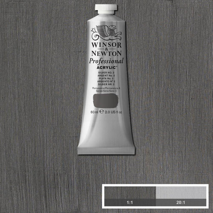 Silver No2 Winsor &amp; Newton Artist Acrylic 60ml