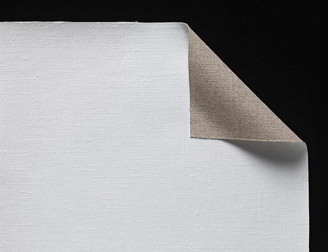 112 Claessens Acrylic Primed Linen Moderately Fine 84" Per Metre - Click Image to Close